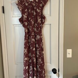 Nina Leonard Rose/Cream Color Floral Maxi Dress